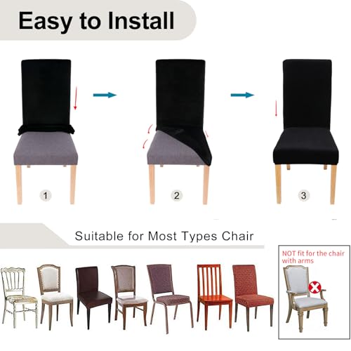 Velvet Dining Chair Covers Set of 4 | Stretch Fit, Soft & Washable