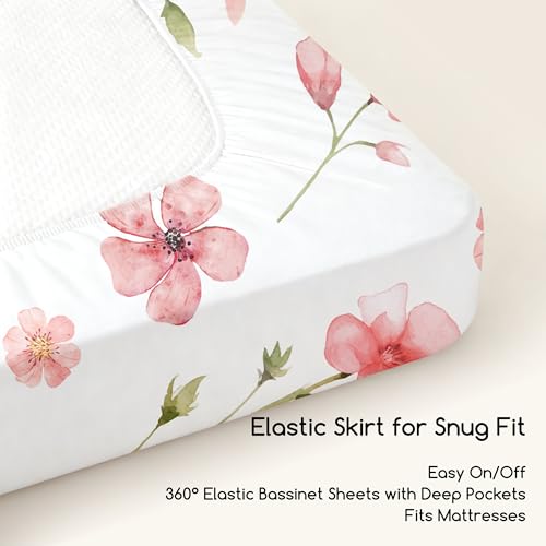 CIVARUA KIDS 3-Pack Bedside Bassinet Sheets 33" x 20" - Pink Floral