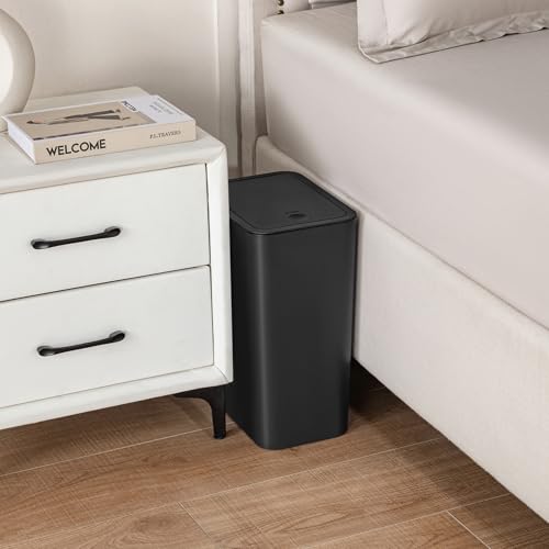 Bathroom Trash Can with Lid 4 Gallon Slim Plastic Wastebasket