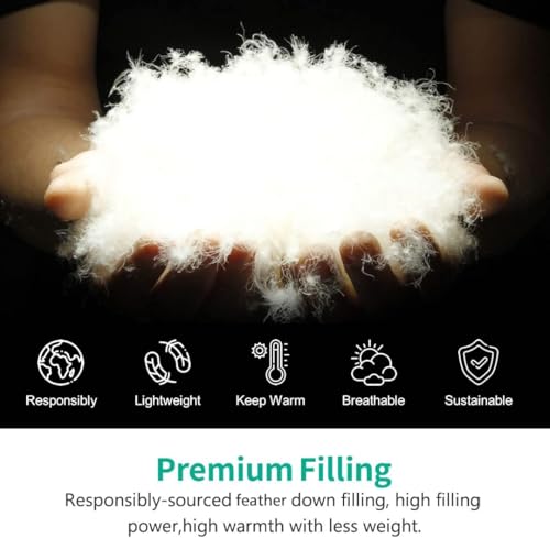 Lightweight Down Feather Comforter King Size - Thin Cooling Duvet Insert, 106x90