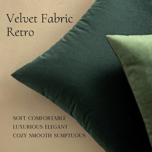 MIULEE Velvet Christmas Throw Pillow Covers 18x18 Inch Pack of 2 - Army Green