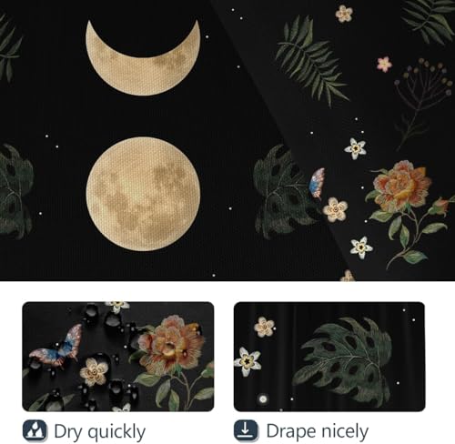 Gothic Celestial Moon Shower Curtain Set - 4-Piece Bathroom Decor Set