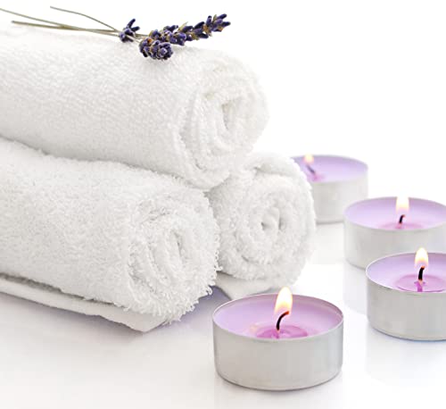 Premium Cotton Salon Towels 16x27 Inches, 12-Pack White Absorbent Hand Towels