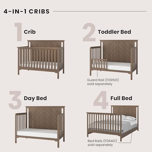 2-Piece Nursery Set: 4-in-1 Convertible Crib and Changing Table