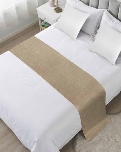 Sabolny Brown Farmhouse Bed Runner Scarf - Cal King Bed Throw (102x20)