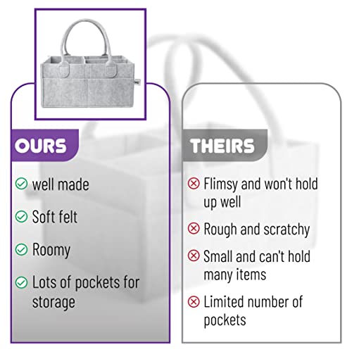 Baby Diaper Caddy Organizer Gray Storage Bin for Nursery and Car