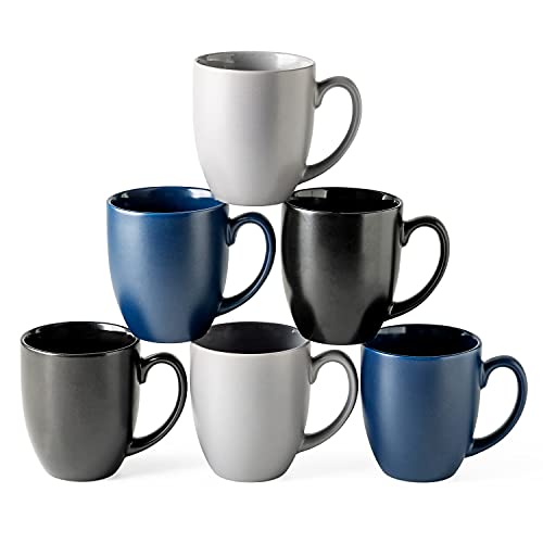 Multicolor 16oz Ceramic Coffee Mug Set of 6 - Large, Durable & Safe Drinkware