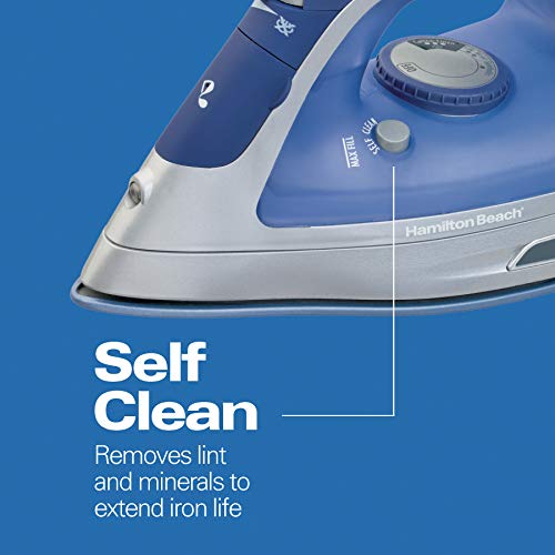 Hamilton Beach Steam Iron for Clothes with Retractable Cord and Durathon Soleplate