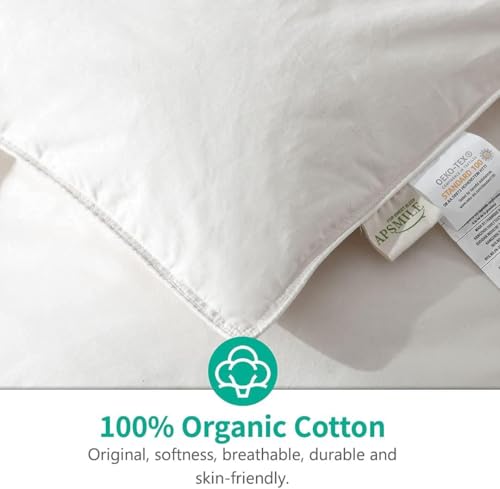 APSMILE King All Season Down Comforter - 100% Organic Cotton Duvet Insert