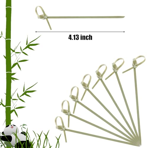 Nuogo 1000 Pcs Bamboo Cocktail Picks Looped Knot Skewers 4.13 Inch - Party & Barware