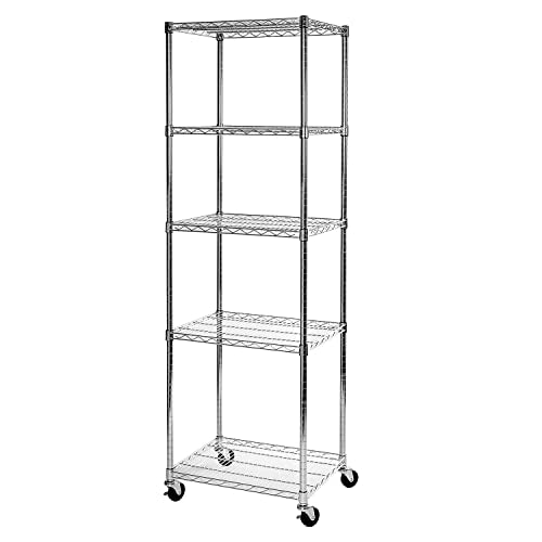 5-Tier Heavy-Duty Steel Wire Shelving Unit 24x18x75 Storage Rack