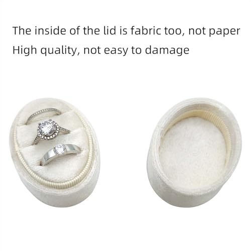 Velvet Oval 3-Slot Ring Box for Wedding Engagement and Proposals