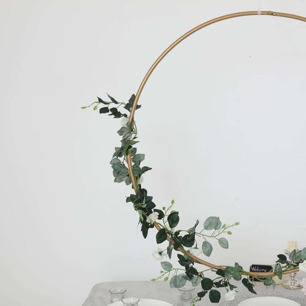 36-Inch Gold Metal Floral Hoop Wreath Frame for Wedding & Event Decor