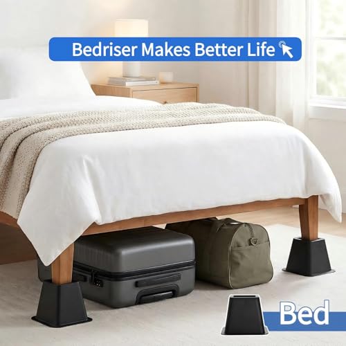 Heavy Duty Bed Risers 4 Inch - 6 Pack Non-Slip Furniture Lifts