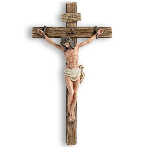 14-Inch Realistic Catholic Wall Crucifix with Antique Bronze Finish