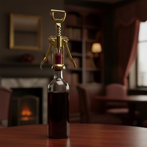 Gold Wine Opener Corkscrew - Elegant Golden Multi-Function Bar Tool