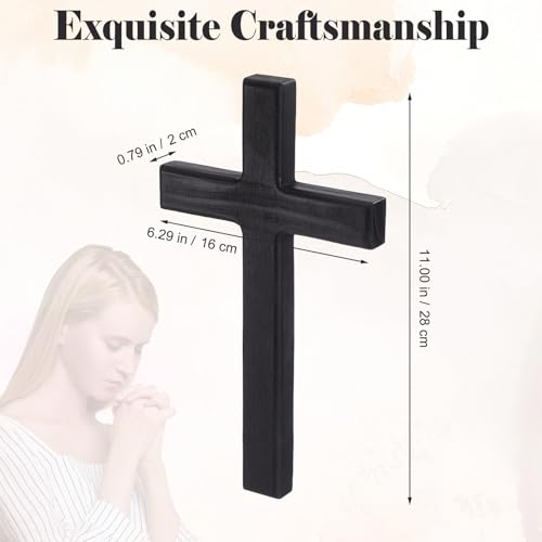 11-Inch Wooden Cross for Wall - Rustic Farmhouse Religious Home Decor