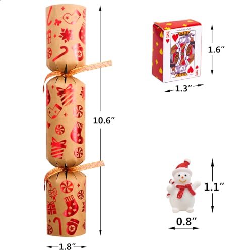 Ceiba Tree Kraft Gold Foil Christmas Crackers 8 Pcs Prefilled Party Favors