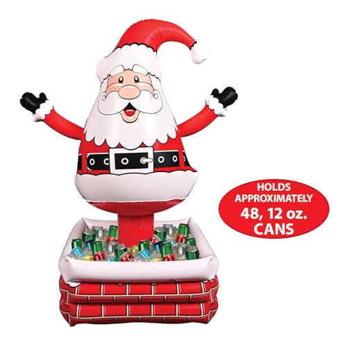 Inflatable Santa Cooler - 4ft Festive Holiday Drink Holder for Christmas Parties