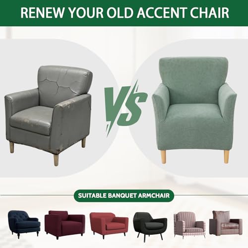 Stretch Jacquard Armchair Slipcover - Soft & Pets Friendly, Green