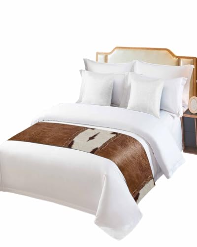 Cow Print Bed Runner Scarf for King Size Beds - Western Decor Throw