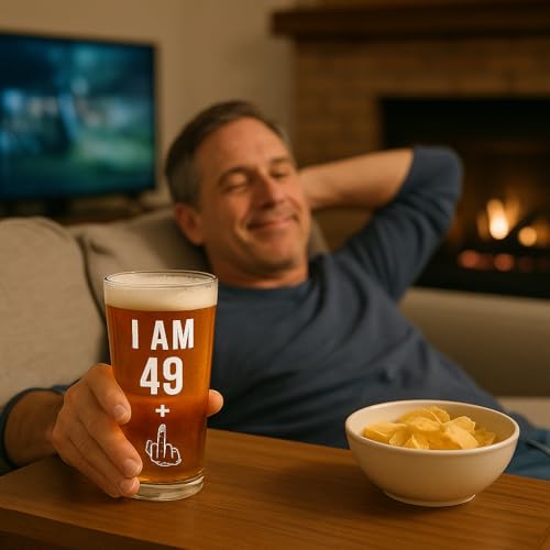 49 + 1 Funny 50th Birthday Pint Glass - 16 oz Beer Gift for Men and Women