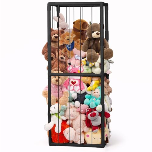 Large Stuffed Animal Storage Organizer with Elastic Cords, Black