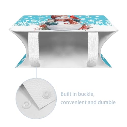 Snowman Cardinal Bird Snowman Tissue Box Cover - PU Leather Rectangular 10x5x5