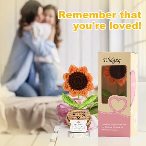 Handmade Crochet Sunflower Doll Gift - Desk Decor, Appreciation Card Included