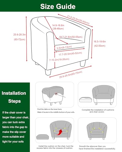 2 Piece Stretch Club Chair Cover Set - Soft & Washable Protector