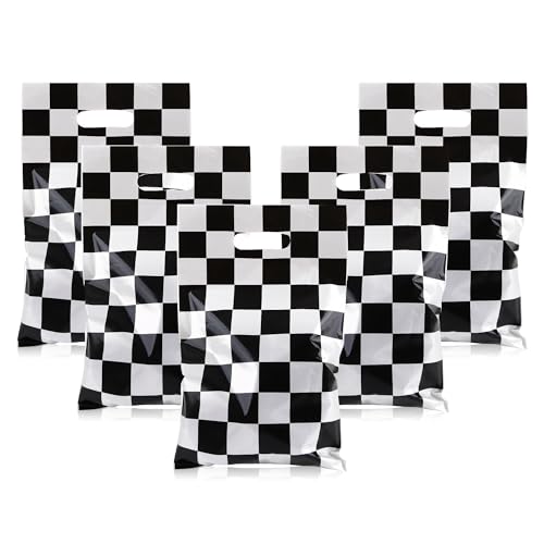30-Pack Checkered Race Car Party Favor Bags with Handles for Kids