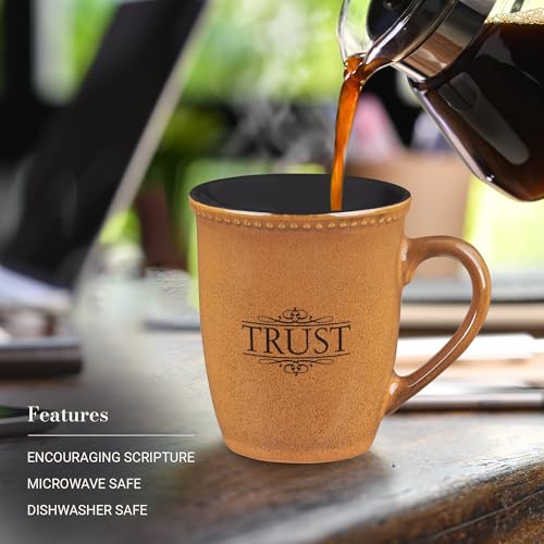 Christian Art Gifts Saddle Tan 13 oz Stoneware Coffee Mug - Trust Scripture
