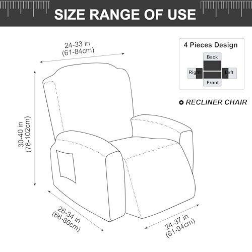 Stretch Recliner Chair Cover - Soft Velvet Slipcover for 1 Seat, Beige