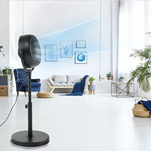 Simple Deluxe Industrial Retro Pedestal Fan, 360° Rotatable Stand Fan, 3 Speed Adjustable, Adjustable Height Pedestal Stand Fan