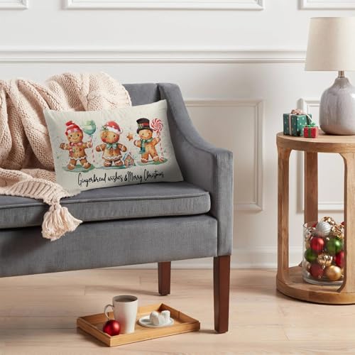 Gingerbread Christmas Pillow Covers – 2 Pack Vintage Holiday Cushion Covers