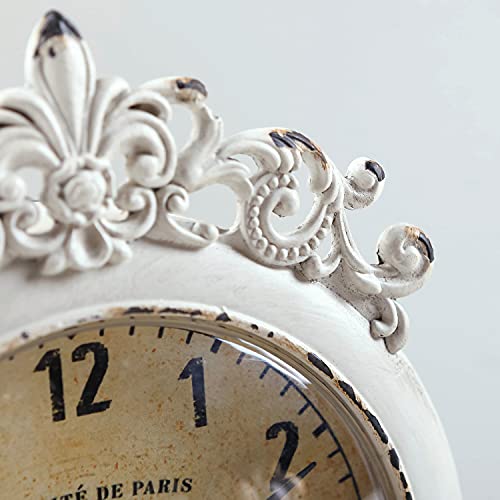 Vintage Small Table Clock, Rustic French Farmhouse Shelf Desk Clock