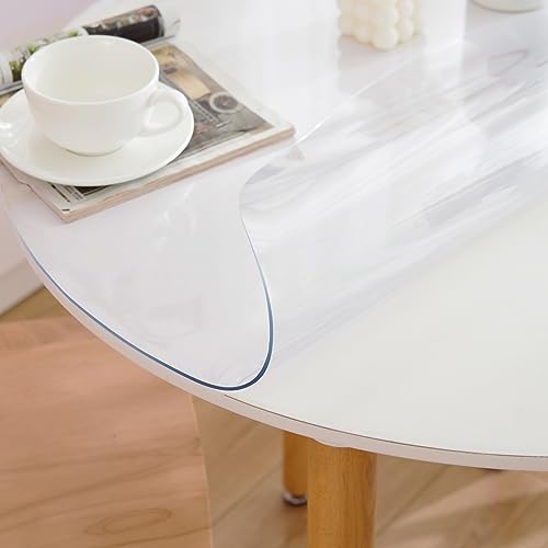 42-Inch Round Clear Table Protector, 1.5mm Thick Waterproof PVC Cover