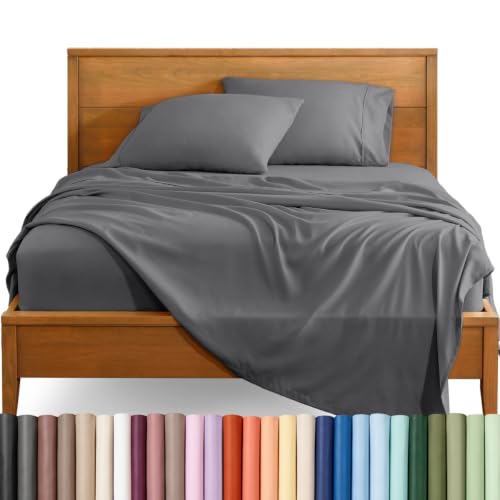 Bare Home Queen Sheet Set - 1800 Ultra-Soft Grey Bed Sheets with Deep Pockets