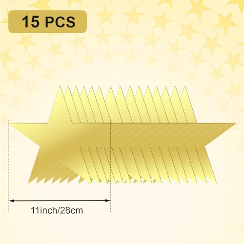 11-Inch Gold Star Cutouts - 15 Pack Double-Sided Cardstock Party Decor