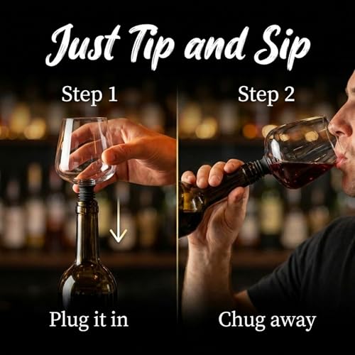 Wine Bottle Glass Goblet Topper - 16oz Borosilicate Wine Glass Attachment