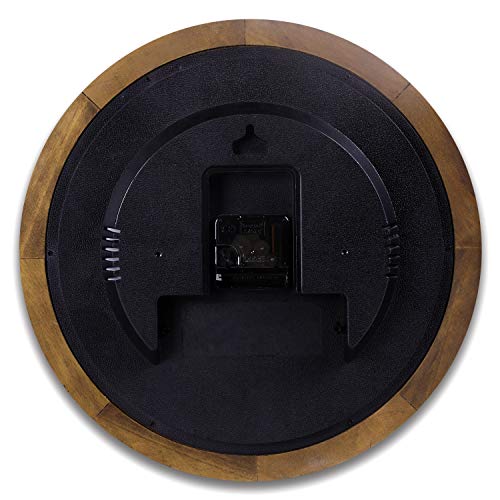 14-Inch Silent Wood Wall Clock, Large Non-Ticking Retro Analog Clock