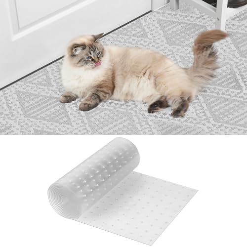 Clear Cat Scratch Carpet Protector for Doorway - 12.2 x 43.3 Inch Plastic Mat