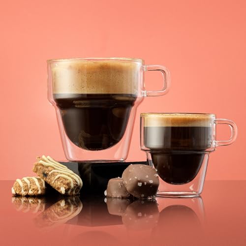 JoyJolt Stoiva Double Wall Insulated Espresso Glass Cups Set of 4, 5 oz