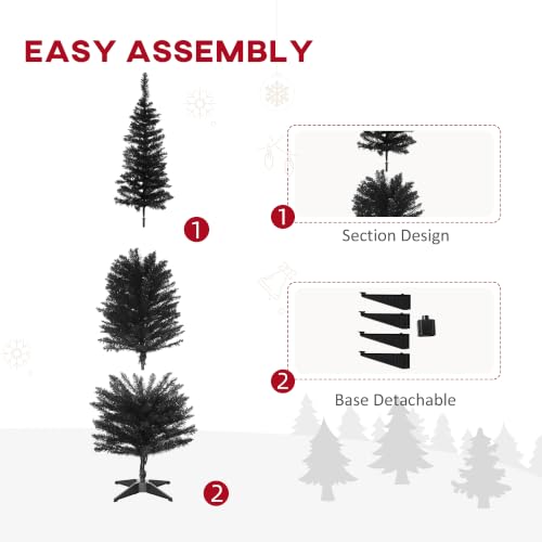 Artificial Pencil Christmas Tree 6ft with 390 Realistic Branch Tips - Black