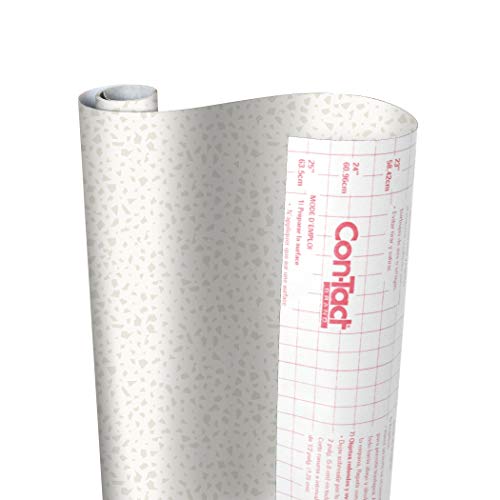 Con-Tact Brand Creative Covering, Self-Adhesive Shelf Liner, Multi-Purpose Vinyl Roll, Easy to Use and Apply, 18'' x 50', Faded Terrazzo Bone