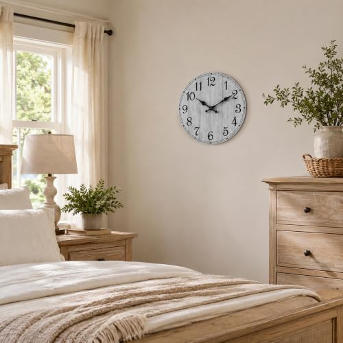 8-Inch Rustic Wooden Wall Clock, Silent Non-Ticking Decorative Clock