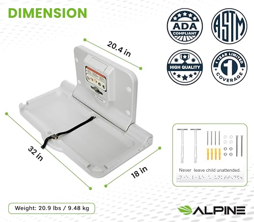 Wall Mounted Horizontal Baby Changing Station - Foldable Diaper Table