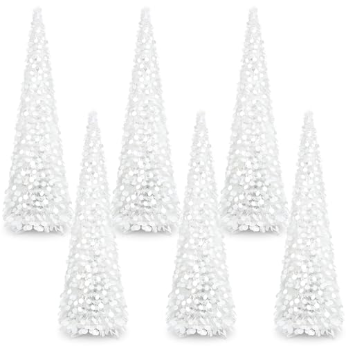 Leyndo 6 Pcs 5 ft Collapsible Artificial Christmas Tree, White