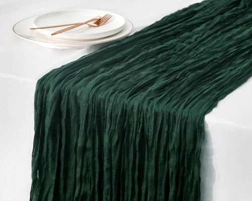 Herda 10 Pack 10ft Emerald Green Christmas Cheesecloth Table Runners - Wedding & Party Decor