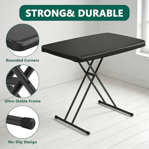 30-Inch Adjustable Height Folding Table, Heavy Duty Portable Utility Desk